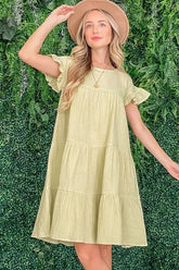 And The Why Cotton Gauze Baby Doll Casual Dress SAGE OutfitFlow